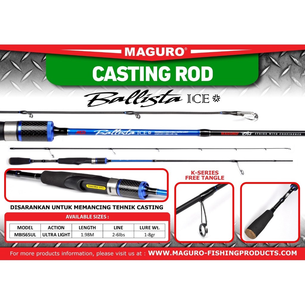 Joran Maguro Ballista Ice MBFS 198 210 cm 662 702 UL 2-6 Lbs Ultra Light Casting Original Murah Best