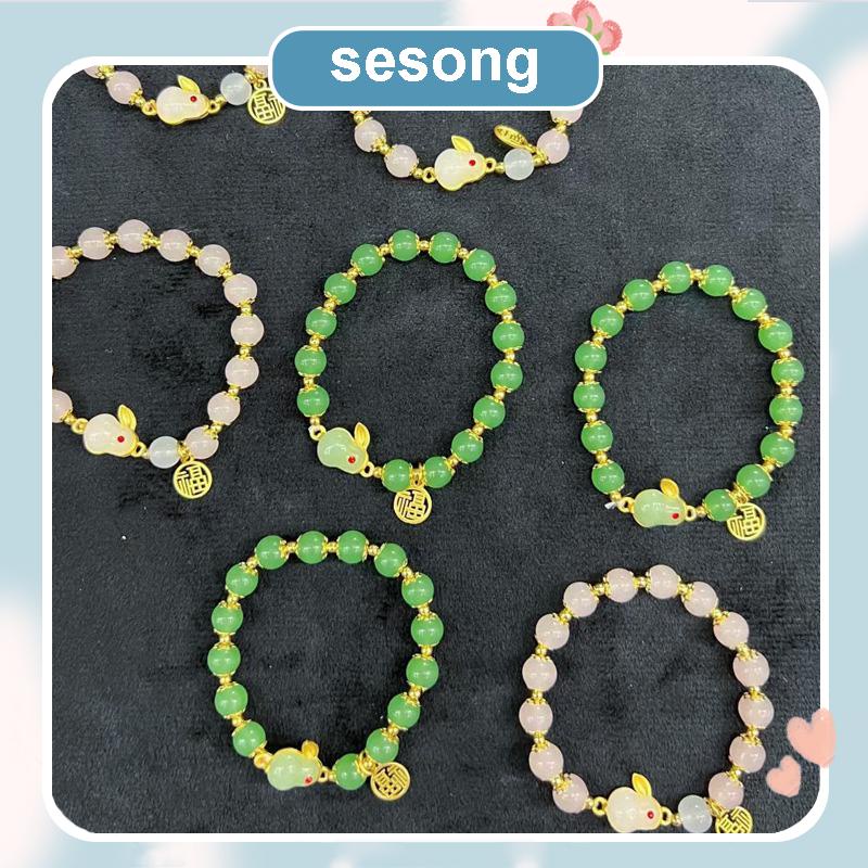 Gelang Giok Furui Desain Kelinci Gaya China retro Serbaguna Untuk Wanita SS