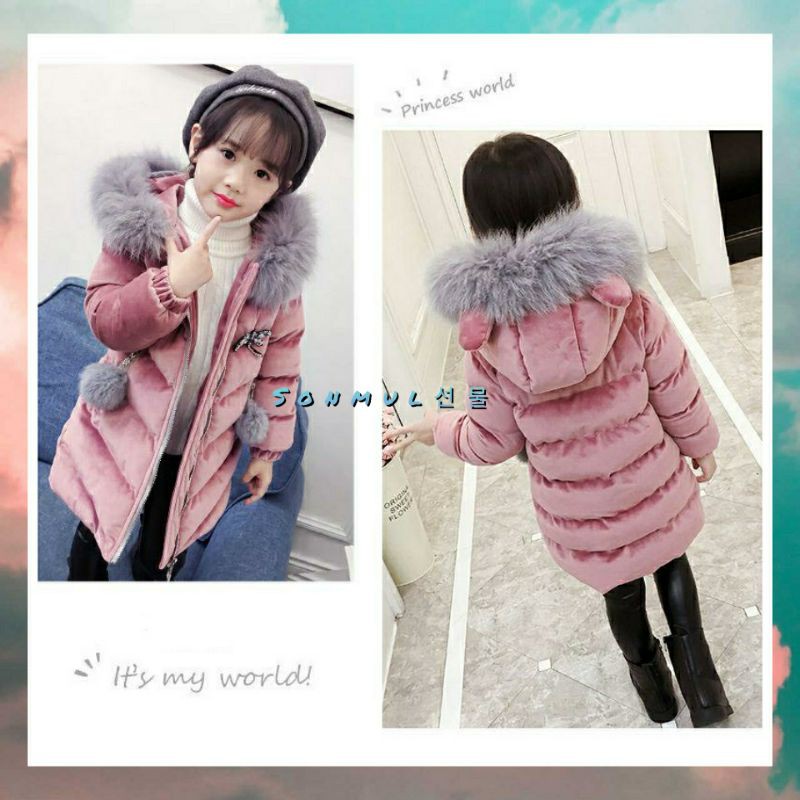 READY INDONESIA KIDS GIRL VELVET WINTER COAT IMPORT JAKET MANTEL MUSIM DINGIN ANAK PEREMPUAN