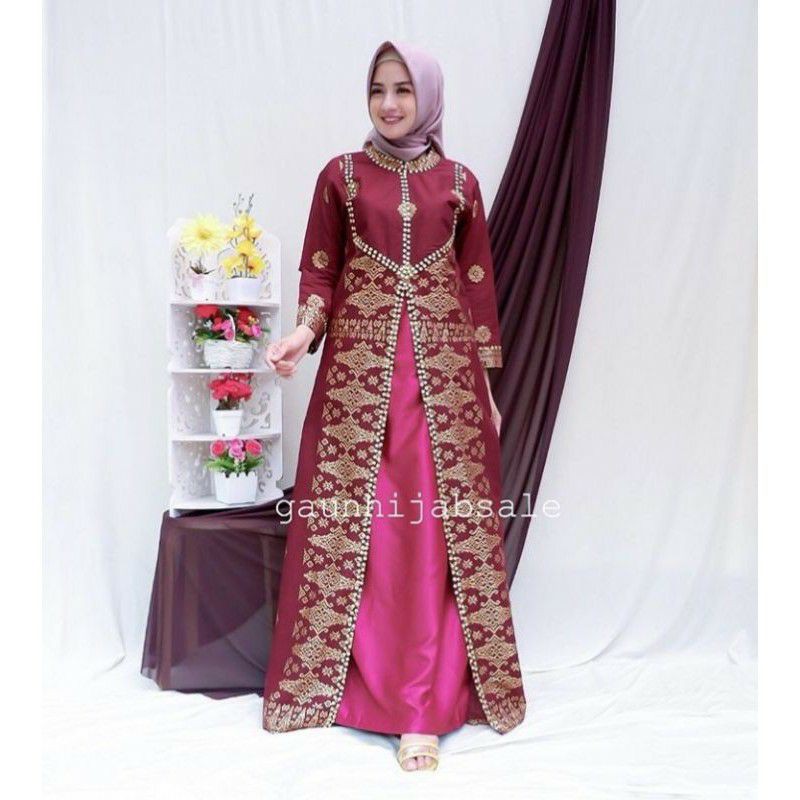 Gamis batik songket palembang