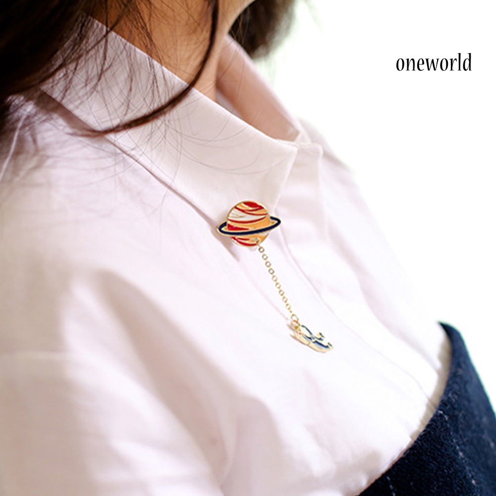 OW@ Unisex  Enamel Spaceman Planet Rabbit Charm Brooch Pin Collar Bag Badge Clip