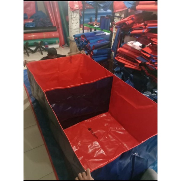 kolam terpal ikan,kolam terpal murah,kolam terpal bahan A12,kolam terpal ikan sekat