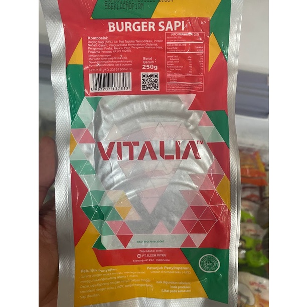 

BURGER SAPI VITALIA BESAR BEEF 250 GR ISI 10 BH