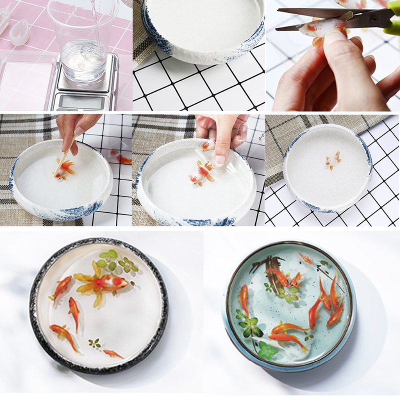 SIY  10Pc 3D Real Goldfish Clear Film Sticker For Resin DIY Painting Jewelry Making