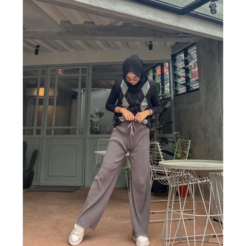 Sora Plisket Pants / Celana Kulot Plisket Lidi Premium / Celana Kulot Wanita