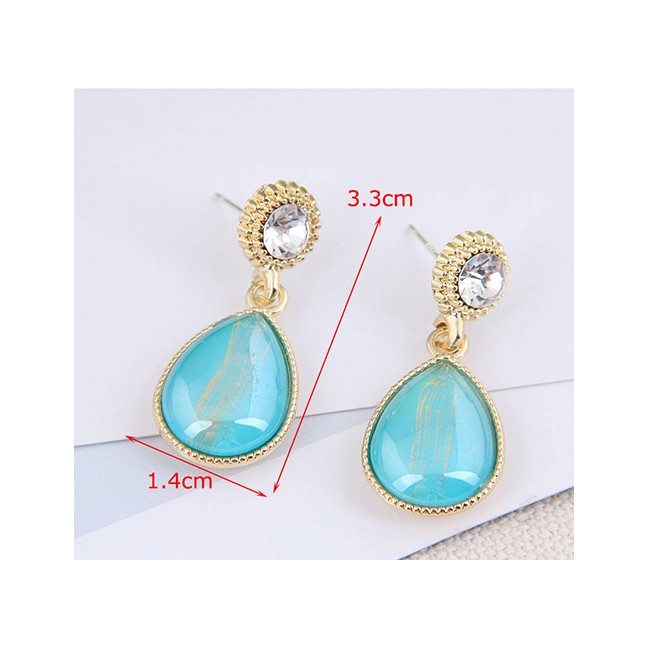 LRC Anting Tusuk Fashion Diamond-studded Alloy Drop Earrings A61795