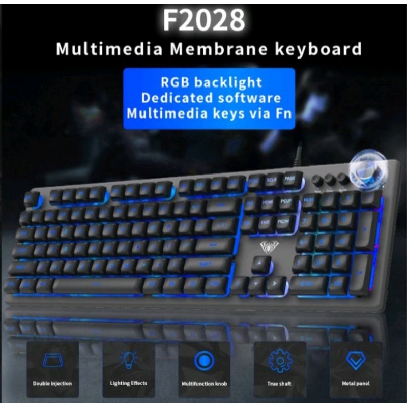 Keyboard Gaming Multimedia Membrane AULA F2028 – RGB Macro suport otg