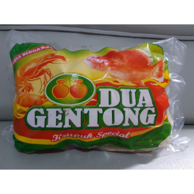 

Kerupuk udang cap "DUA GENTONG" asli.
