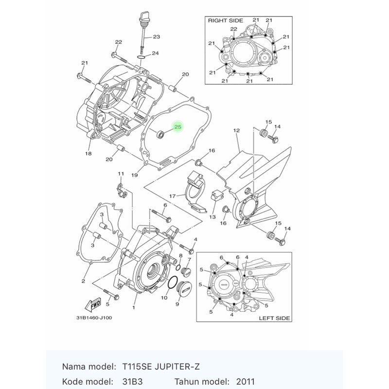 SEAL SIL BAK KOPLING JUPITER Z 2011 - 2012 JUPITER Z1 ASLI ORI YAMAHA 93101 10810