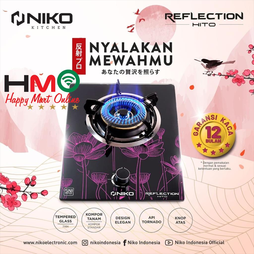 Niko Reflection HIto Kompor Gas Tanam 1 Tungku Kompor Kaca Tanam