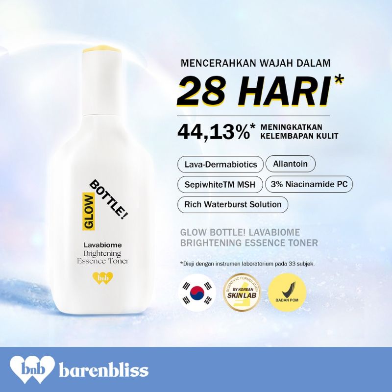 BNB barenbliss Meta-Glow Glow Bottle! Lavabiome Brightening Korea Essence Hydrating Toner「28 Days Brightening」-「Pelembab Wajah」( YOU MAKEUPS OFFICIAL STORE )