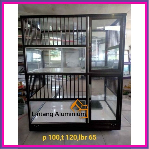 Kandang Kucing Aluminium Minimalis Kaca