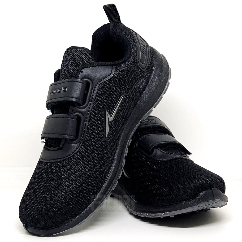 FIURI - ANDO ORIGINAL -  ONLIEN PEREKAT 29-38 FULL HITAM - SEPATU SNEAKERS KANVAS SOL KARET ANAK KECIL PEREMPUAN LAKI-LAKI - SEPATU KETS LUCU FASHION TRENDY - SEPATU SEKOLAH PAUD TK SD KRETEKAN PEREKAT CEWEK COWOK MURAH PROMO DISKON BONUS KAOS KAKI