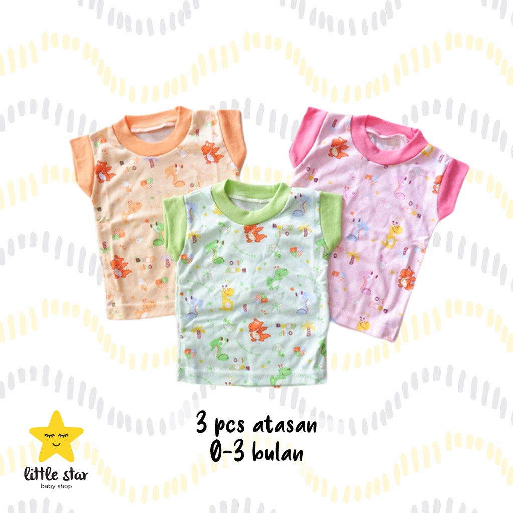 Y Lin 3 PCS Atasan Lengan Pendek Anak Bayi