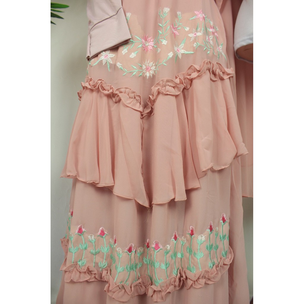 GAMIS CERUTY NATASYA BABYDOLL MIX JERSEY BORDIR TIMBUL SET khimar SYARI NAZRA SERUTI