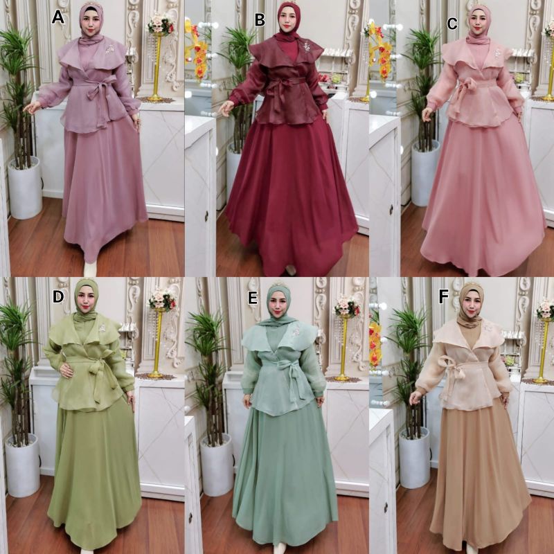 gamis ceruty mix organza / lyodra dress / organza dress