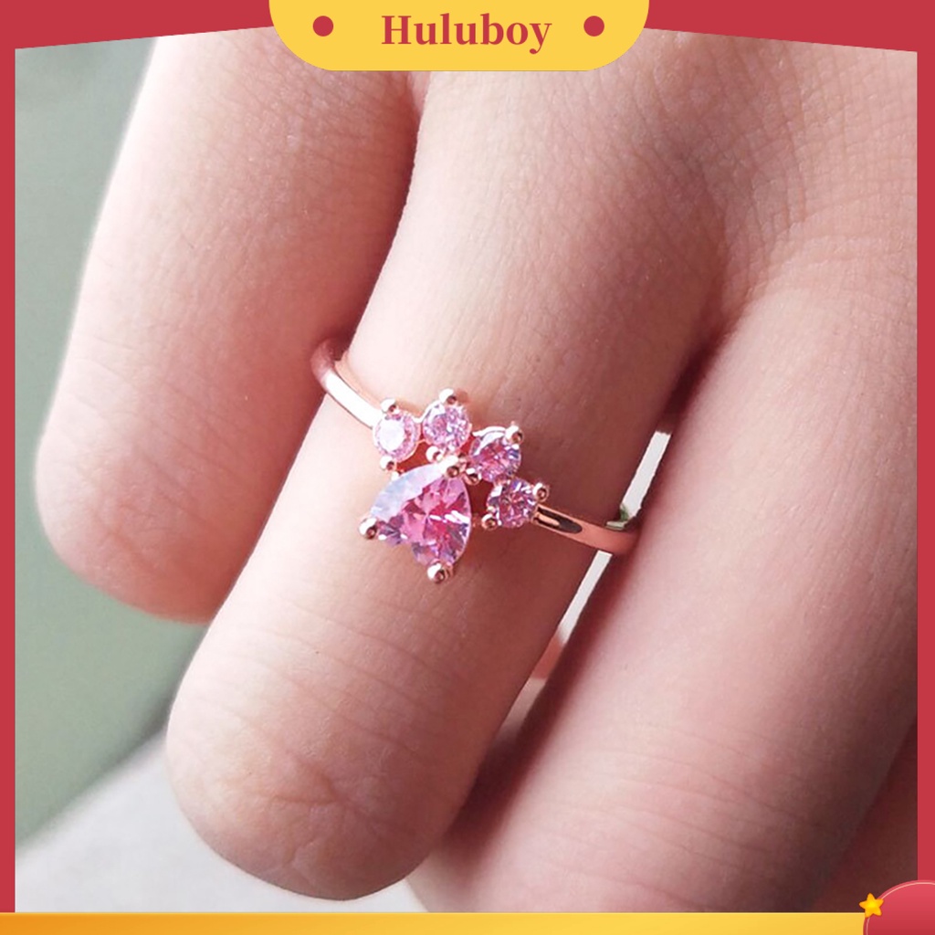 Hu Hu Hu Hu Hu Alat Bantu Pasang Kacamata♡ Cincin Wanita Model Terbuka Bahan Alloy Desain Cakar Kucing Adjustable Untuk Pesta
