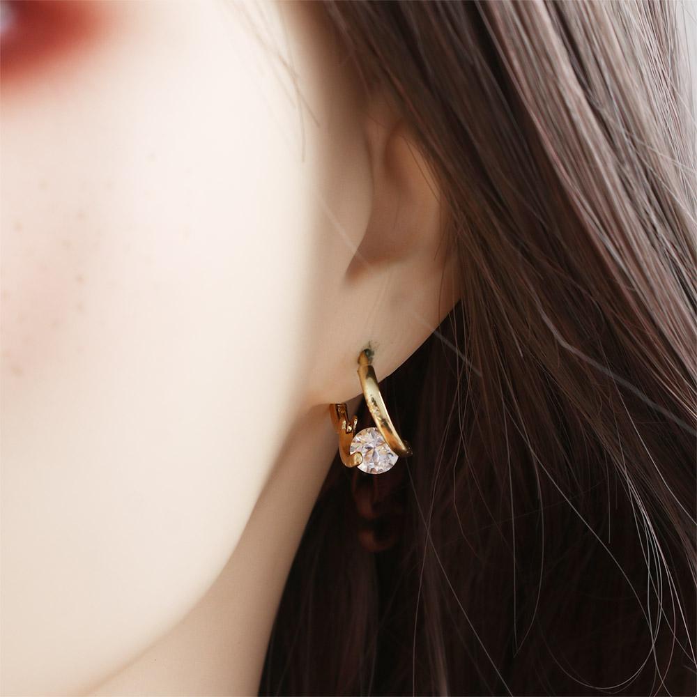 Mxbeauty Anting Hoop Trendi Memutar Kecil Gaya Wangi Berlian Imitasi Perempuan Aksesoris Telinga Wanita Stud Earrings