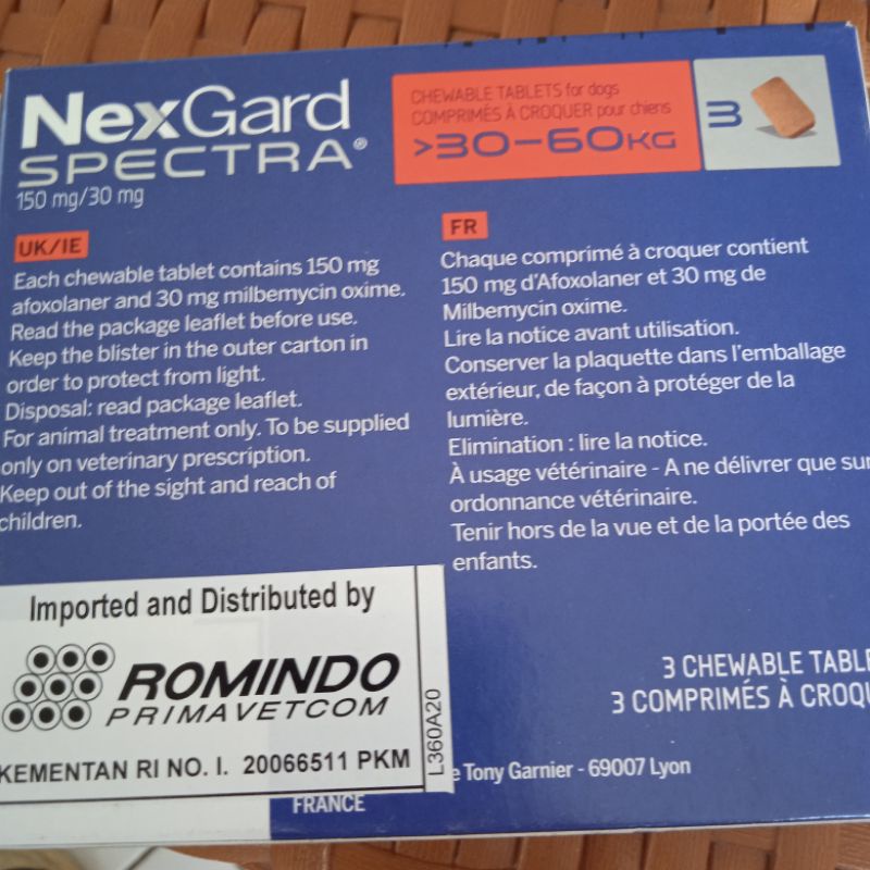 Obat Kutu Anjing dan Demodex NEXGARD size XL (30-60 kg) 1 BOX