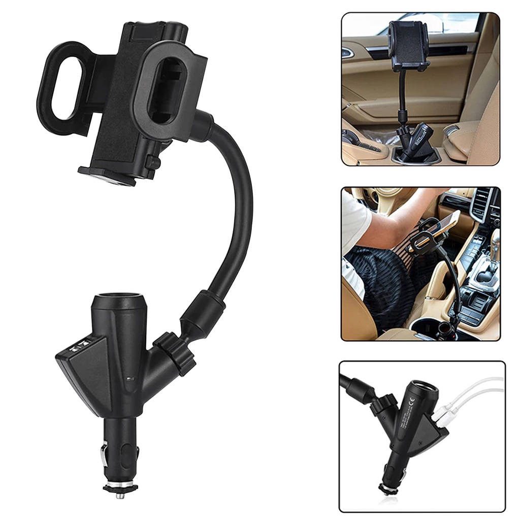 MallCasing - Car Holder Handphone Aksesoris Mobil Charger Mobil Universal Stand with Plus Saver 2 Output Kabel USB CH 901