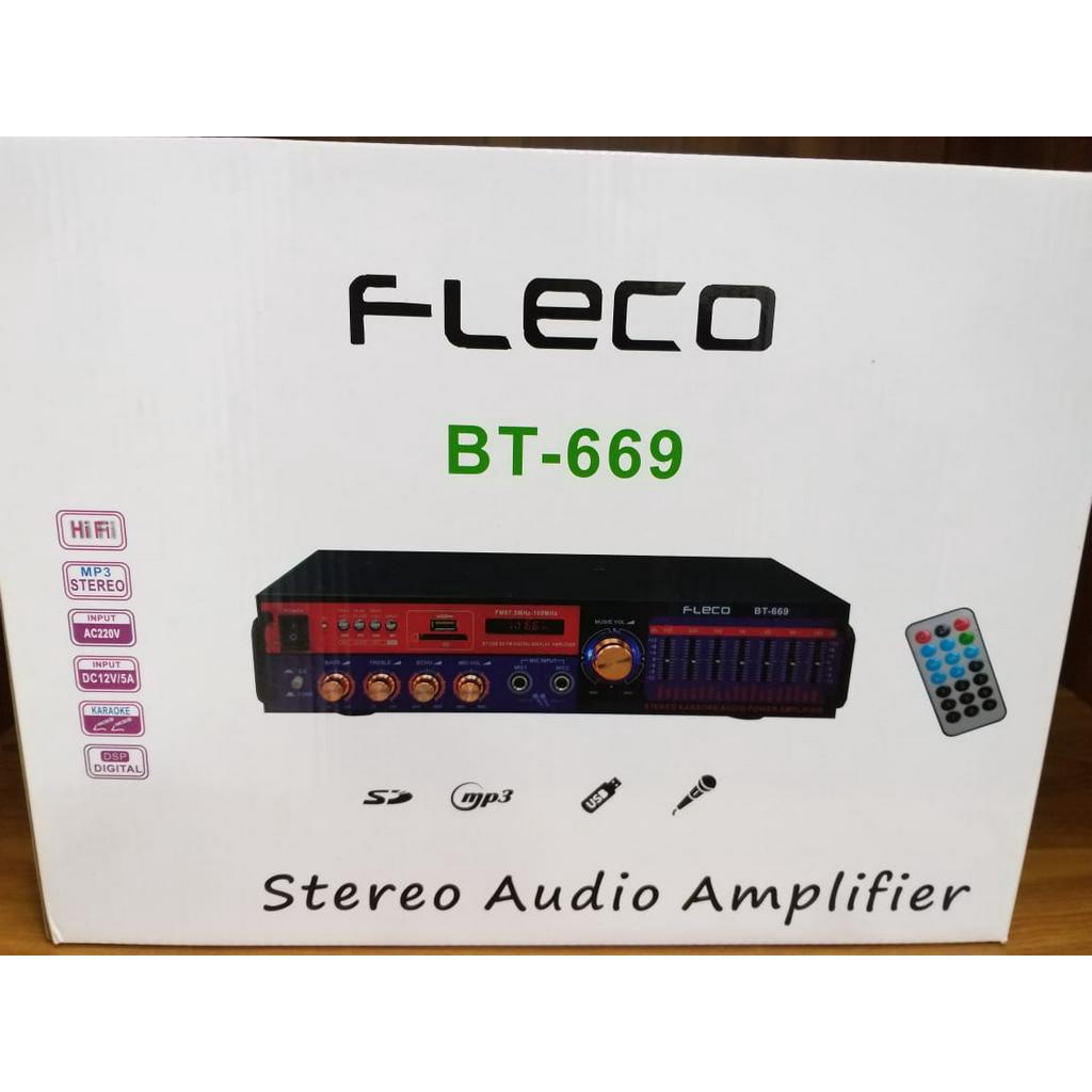 Amplifier FLECO BT-669 Bluetooth Stereo Ampli + USB + FM Radio Fitur Komplit