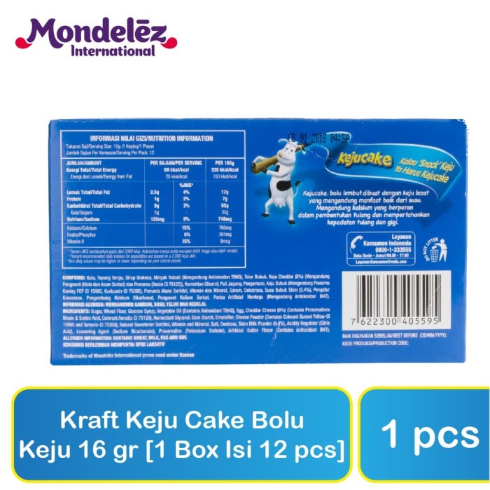 

KERING-KUE- MONDELEZ KRAFT KEJU CAKE BOLU KEJU 16 GR 1 BOX ISI 12 PCS -KUE-KERING.