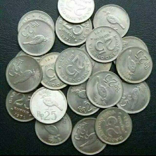 Uang koin Kuno 25 rupiah burung tahun 1971