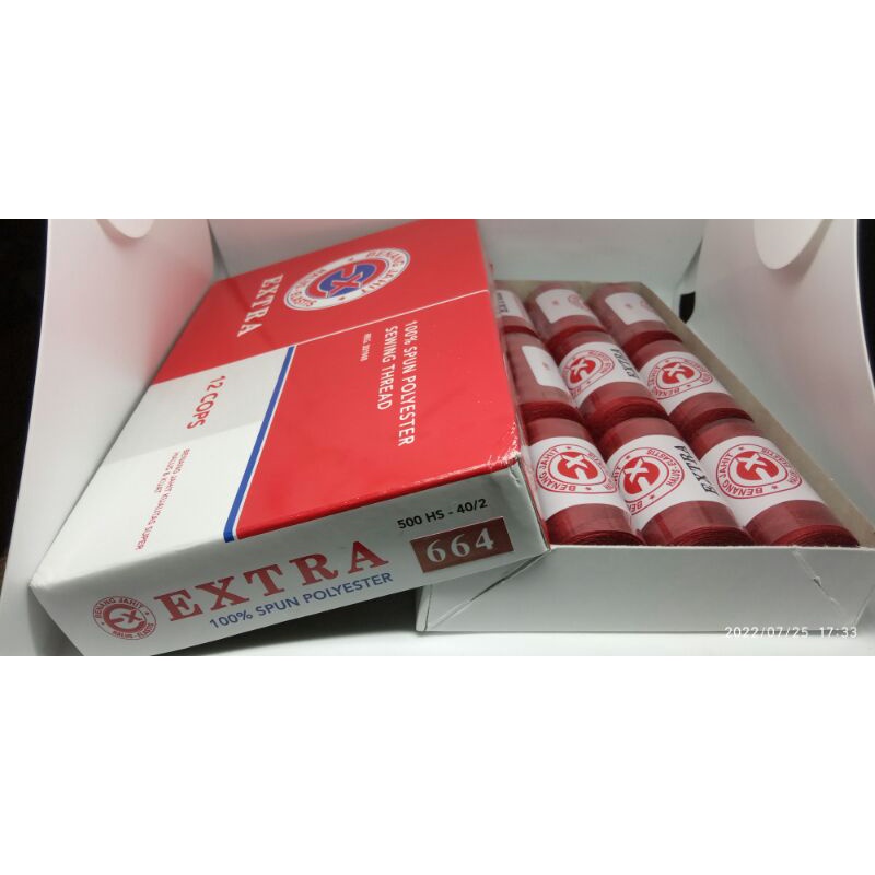 benang jahit extra merah marun 664