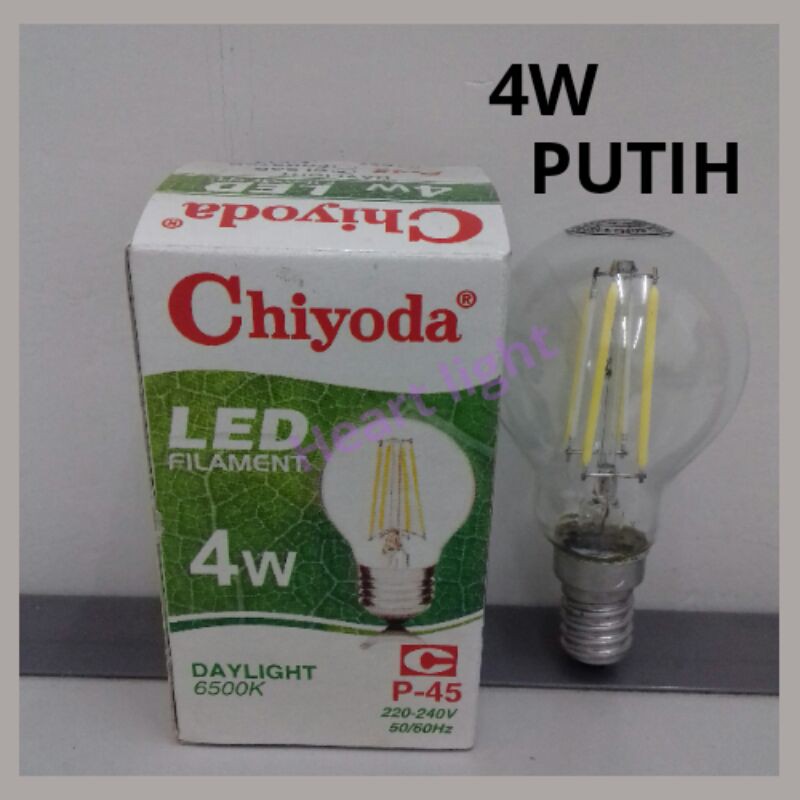 LAMPU LED FILAMENT 4W PUTIH DAYLIGHT CLEAR E14 LAMPU HIAS CHIYODA FILAMENT 4W PUTIH BENING E14