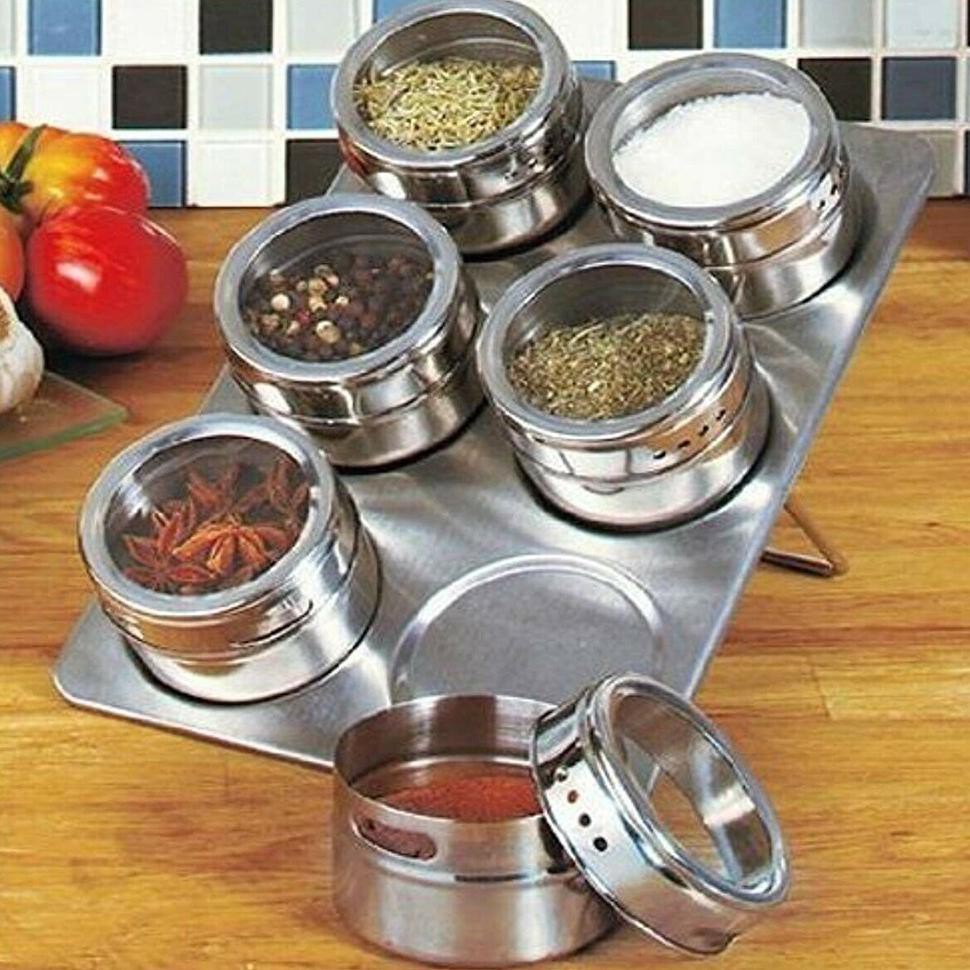 Grab Medan Tempat Bumbu Makanan Magnetic Spice Jar Storage Container Leten C121 - Silver