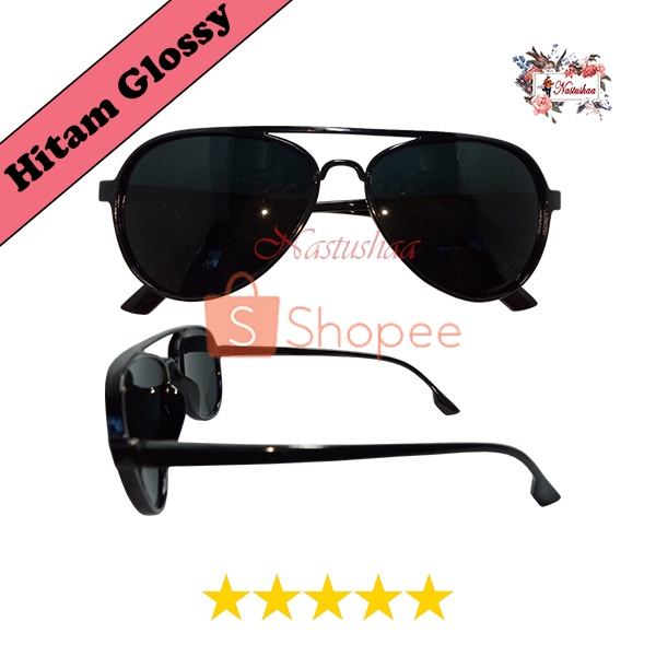 Kacamata Hitam Classic Retro Wanita Pria Frame Plastic Aviator Kaca Mata Sunglasses Fashion Gaya Unisex FREECASE