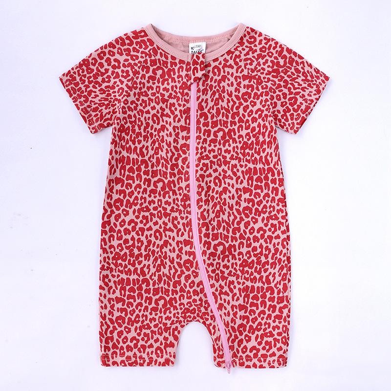 BABY K2 - Baby short zippersuit motif leopard pink