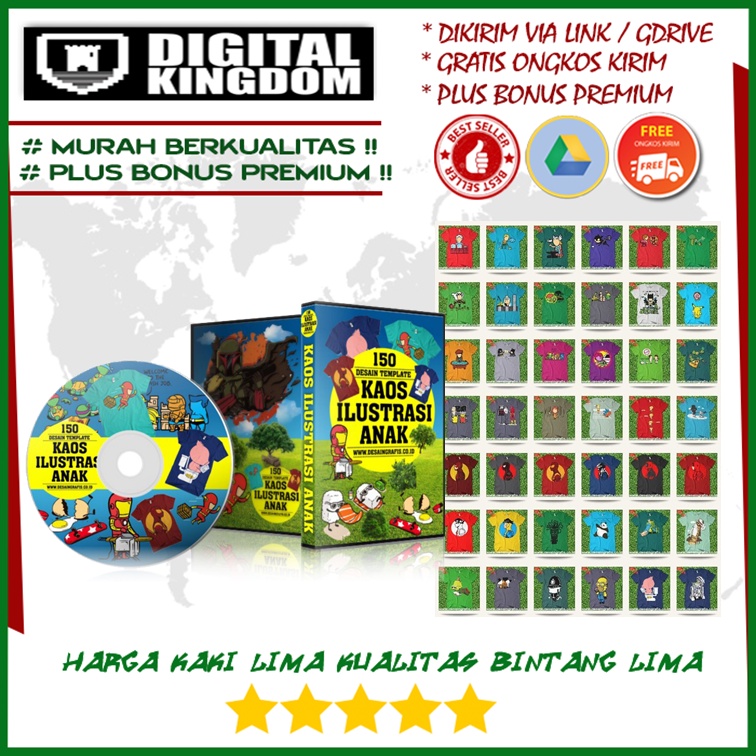 Template Desain Kaos Tshirt Baju Ilustrasi Karakter Anak