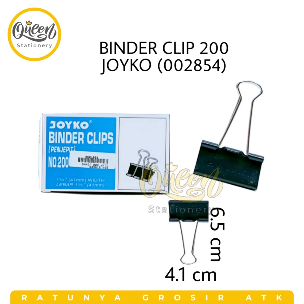 

1 KOTAK (12 PCS) BINDER CLIP 200 JOYKO (002854) / PENJEPIT KERTAS / PENJEPIT DOKUMEN / CLIP KERTAS / KLIP KERTAS