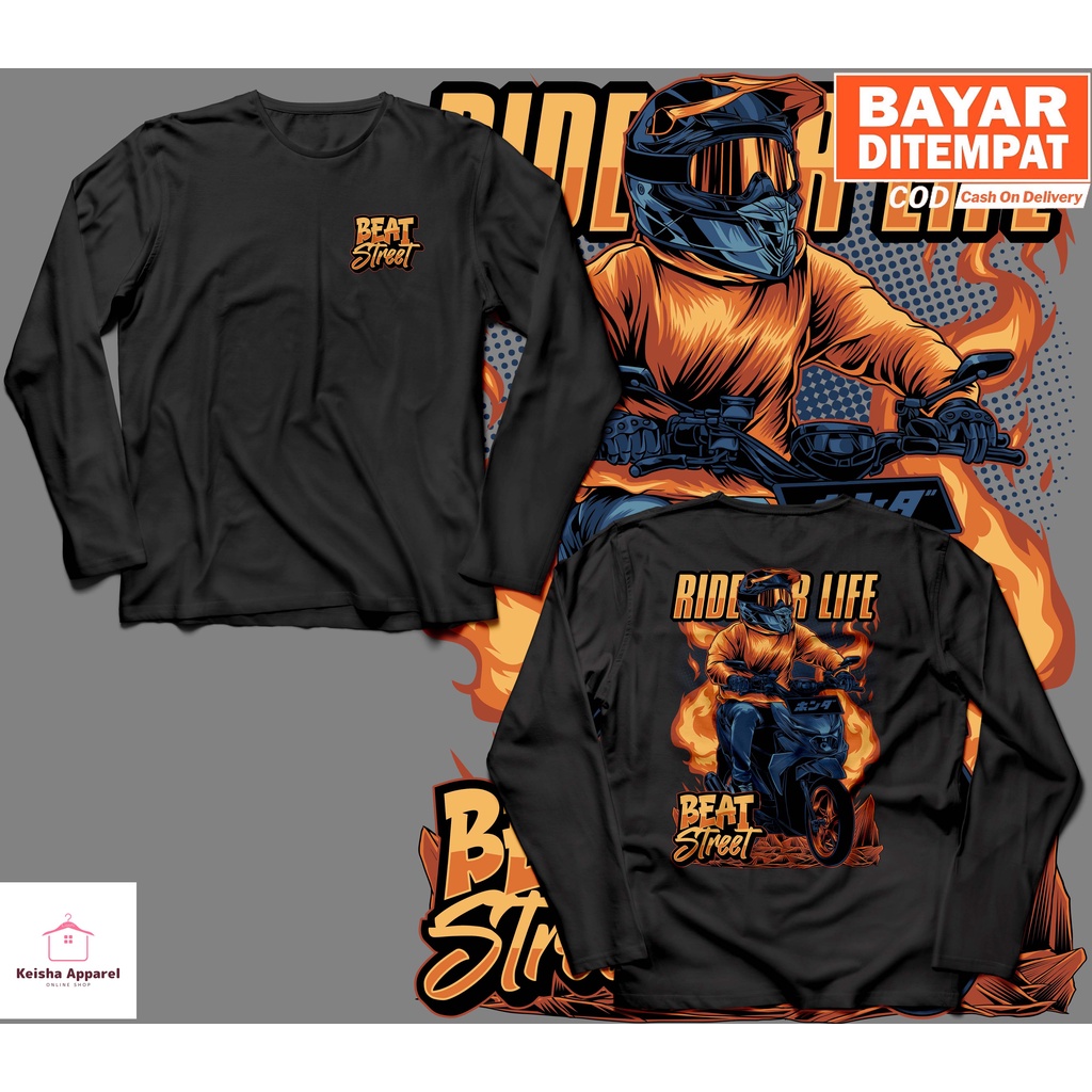 KAOS BAJU LENGAN PANJANG HONDA BEAT STREET RIDER SERIES KAOS BEAT STREET COWOK CEWEK