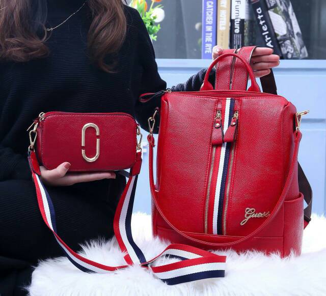 SALE Tas import Guess* 3389-1 (2in1) ransel wanita branded batam
