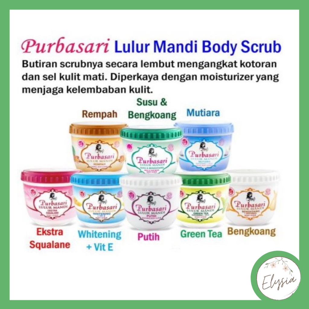 Purbasari Lulur Mandi | Body Scrub 125gr/ 235gr / 200gr | Bengkoang/ Green Tea/ Mutiara/ Susu/ Zaitun/ Aloe Vera