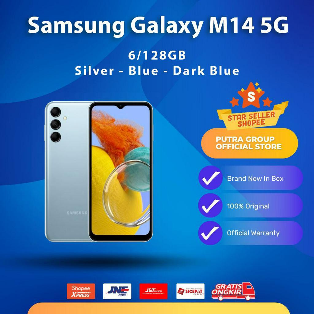 (RESMI) Samsung Galaxy M14 5G 6/128GB 6/128GB Blue Silver SEIN