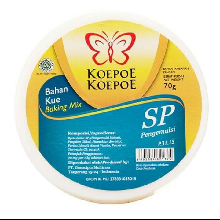 

KOEPOE KOEPOE SP PENGEMULSI BAHAN KUE 70 GR (KUPU KUPU SP70)