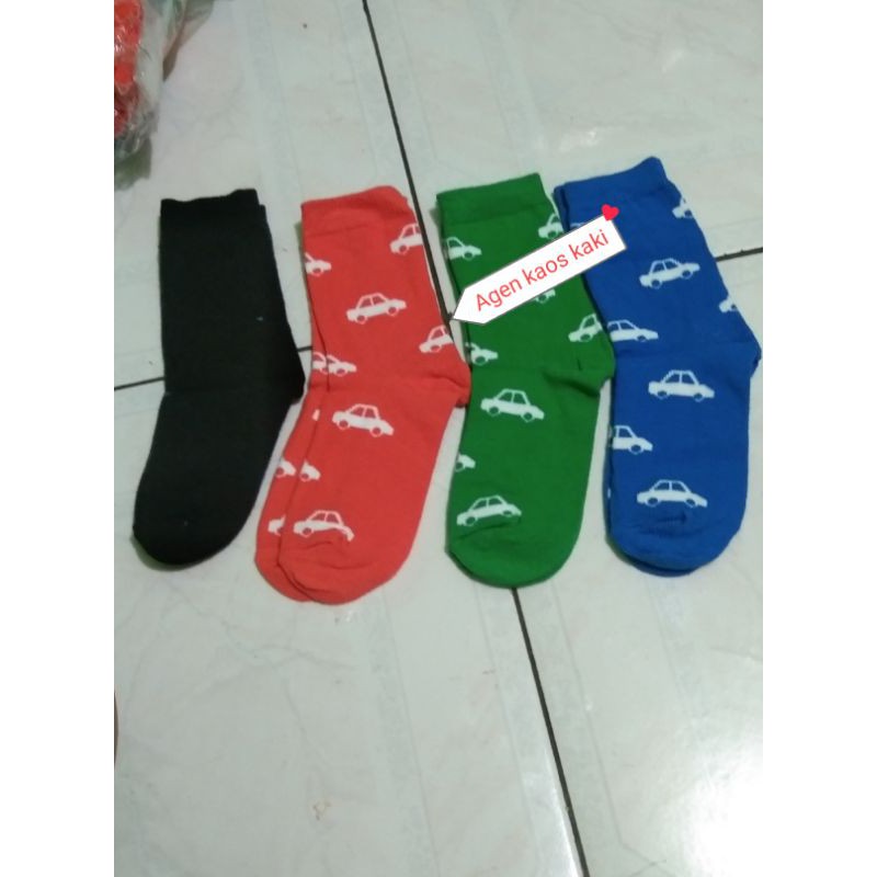 kaos kaki ANAK TK-SD MOTIP mobil ( 4 pasang )bahan tebal adem &amp; tidak panas