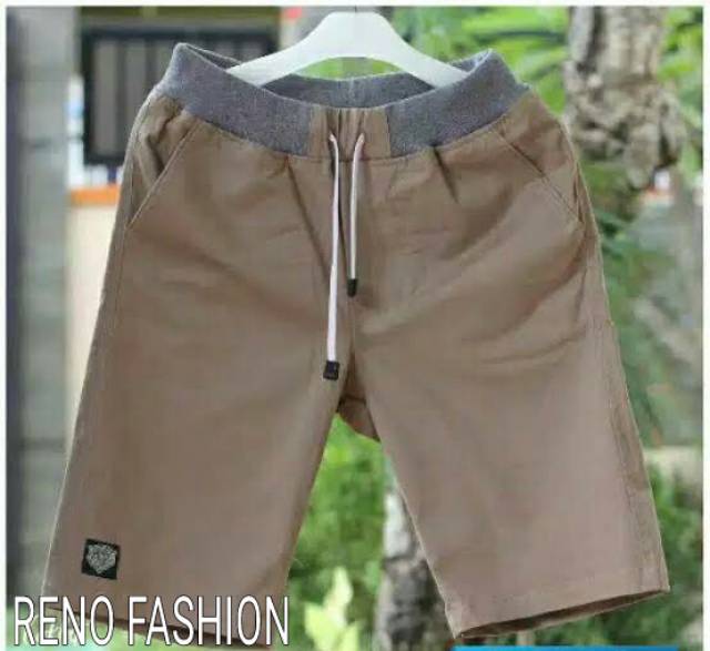 (BIG SIZE) Celana Chino Pendek Pria Mick pinggang karet Rip katun