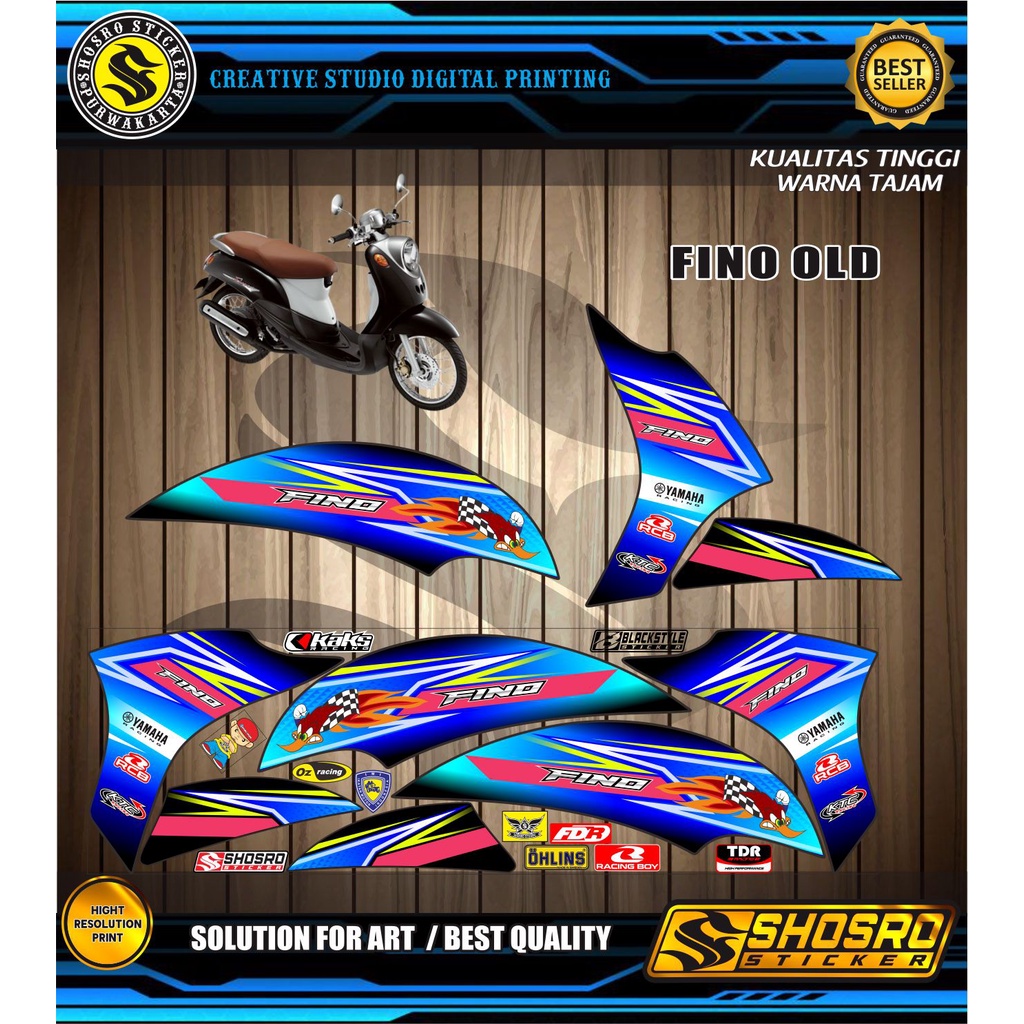 KS-STIKER STIKER MOTOR FINO OLD KARBU VARIASI / MOTIF VARIASI YAMAHA MOTOR FINO OLD STRIPING STIKER 