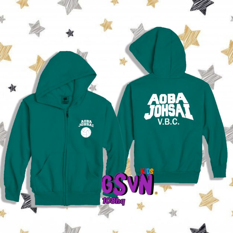Jaket Anak - Hoodie Zipper Kids Aoba Johsai VBC Team Volleyball Haikyuu Logo Volly Murah Keren - Art
