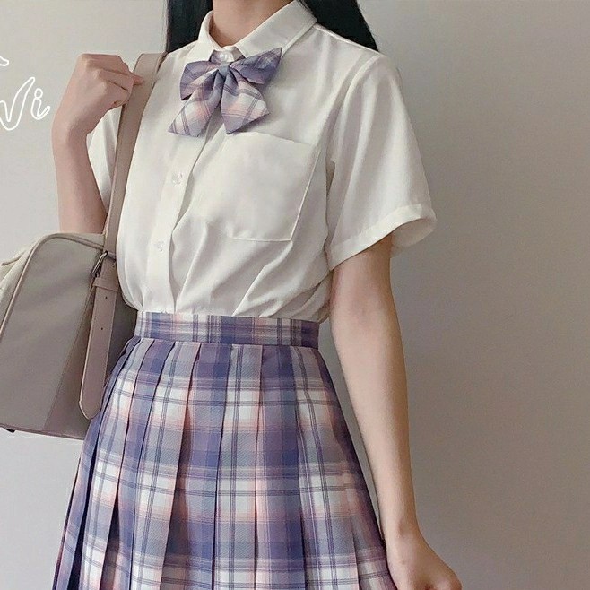 Wanita-Kostum- Seifuku Jkt48 Love Live/Seragam Sekolah Jepang Purple Mini Skirt Set - Xs Kostum-