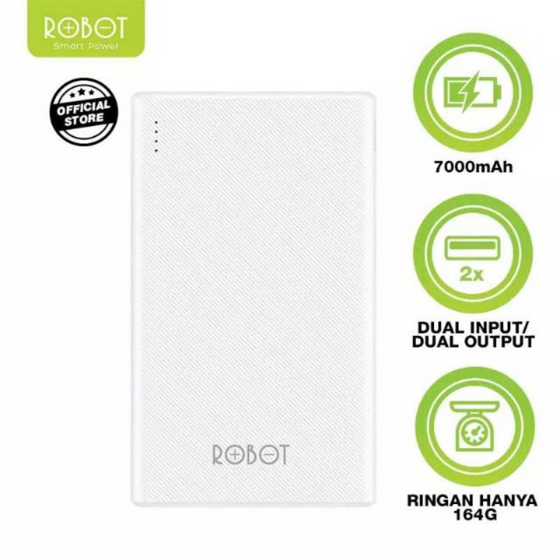 Power Bank Robot RT-7500 7000Mah 2Usb - PB Robot RT-7500 7000Mah 2Port
