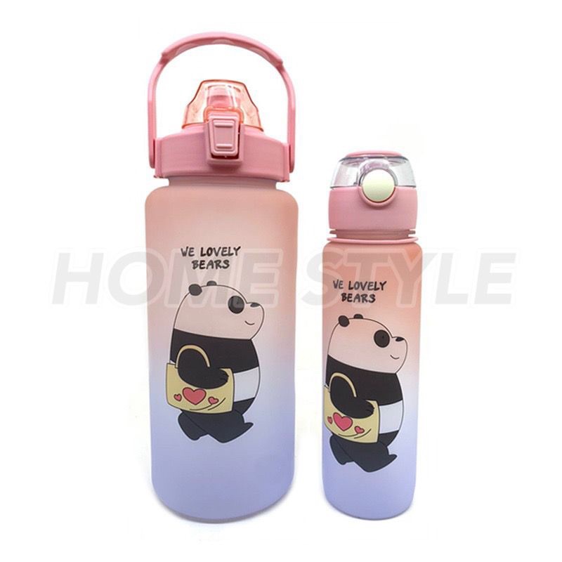 BOTOL MINUM 2 LITER DAN 800ML - BOTOL MINUM PAKET 2in1 GRADIASI BEAR - BOTOL MINUM ANAK FREE STICKER 2D &amp; 3D 0129