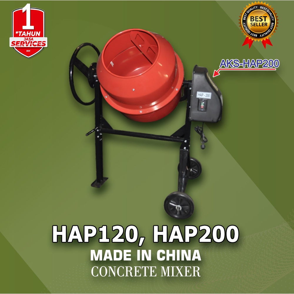 Mesin Pengaduk Semen Molen Semen Concrete Mixer Machine 200L - HAP-200