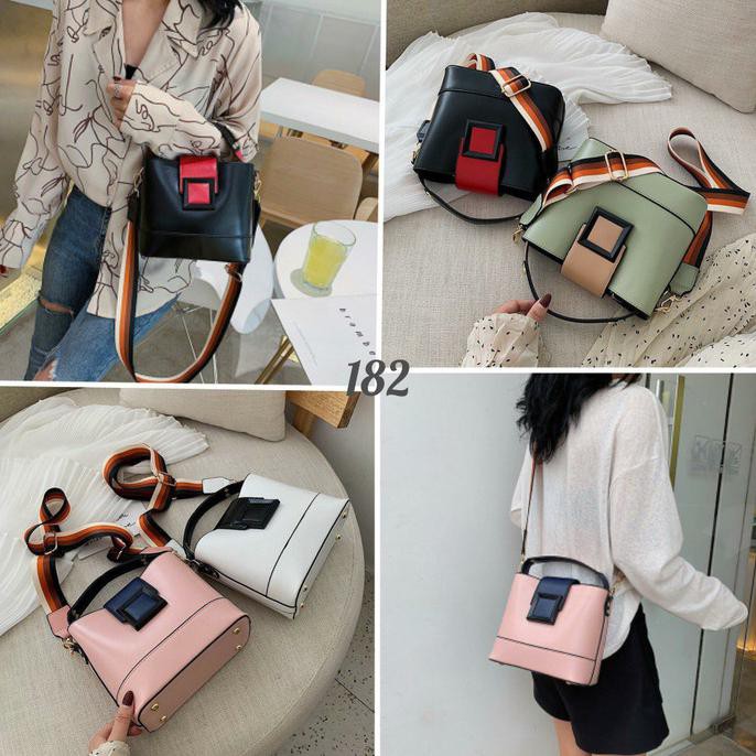 Selempang Import Promo Murah Tas Tangan Pu Leather Tali Besar - Hitam