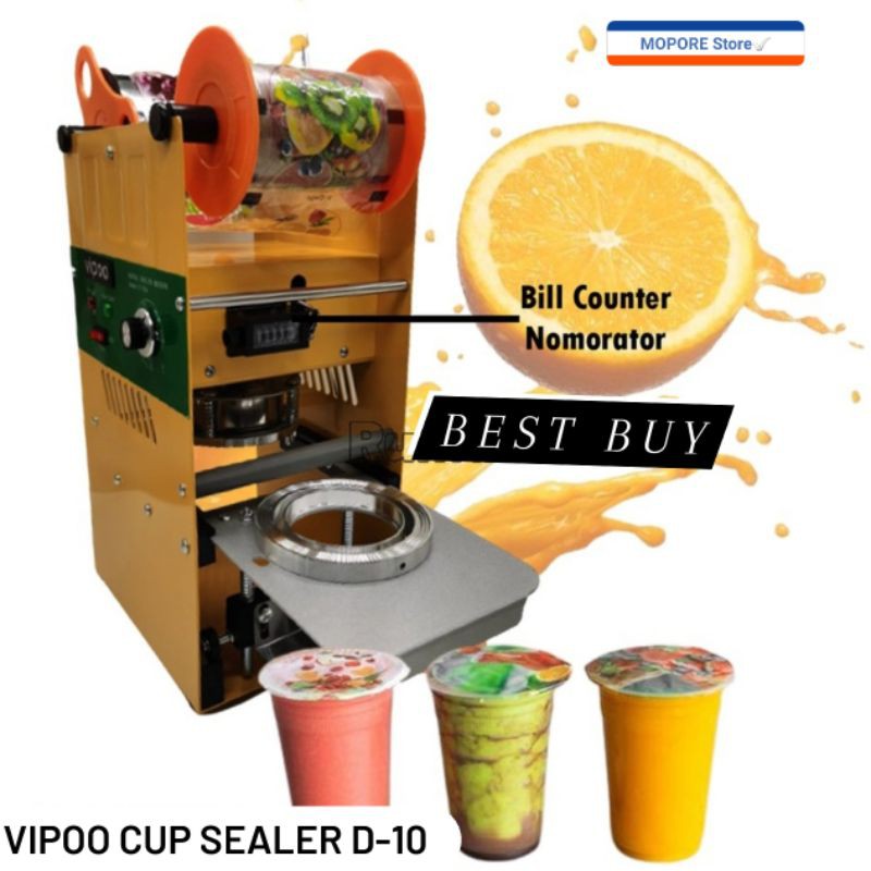 Mesin Cup Sealer VIPOO Type V -D10 Nomorator  Press Gelas Plastik Model Terbaru