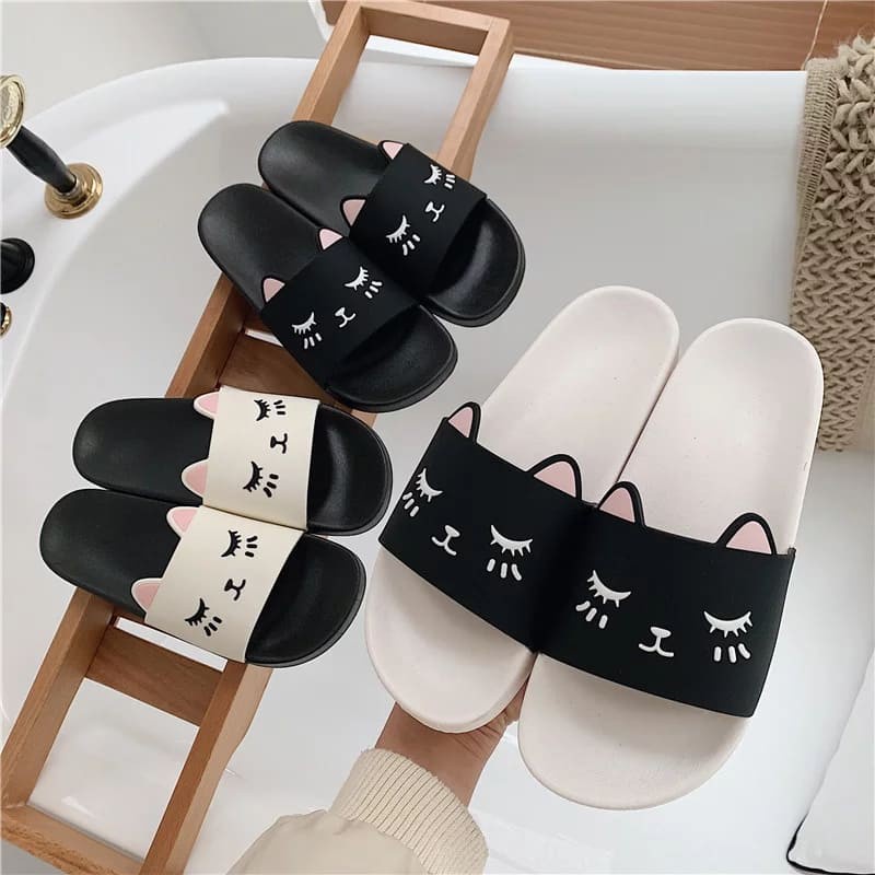 5.5 sale SANDAL WANITA SELOP KARAKTER KUCING BARU